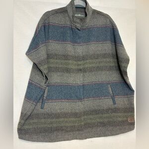 Eddie Bauer Wool Blend Winter Poncho Cape oversized Winter Coat size Medium